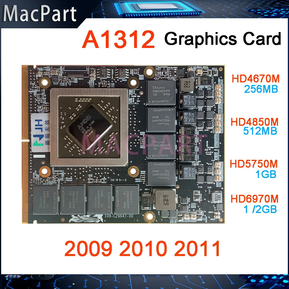 Original Hd4670m Hd4850m Hd5750m Hd6970m 256mb 512mb 1gb 2gb para Apple Imac 27 A1312 Placa de Vídeo Gráfica 2009 2010 2011 Anos