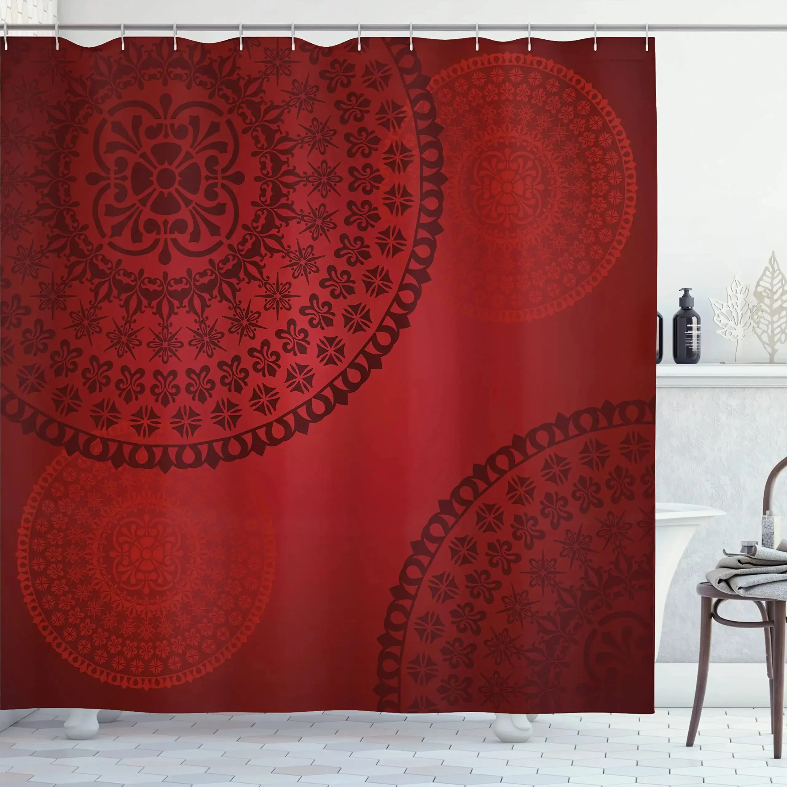 Mandala Boho Shower Curtain Colorful Floral Bathroom Curtain for Home Bathtub Decoration Waterproof Polyester Fabric with Hooks