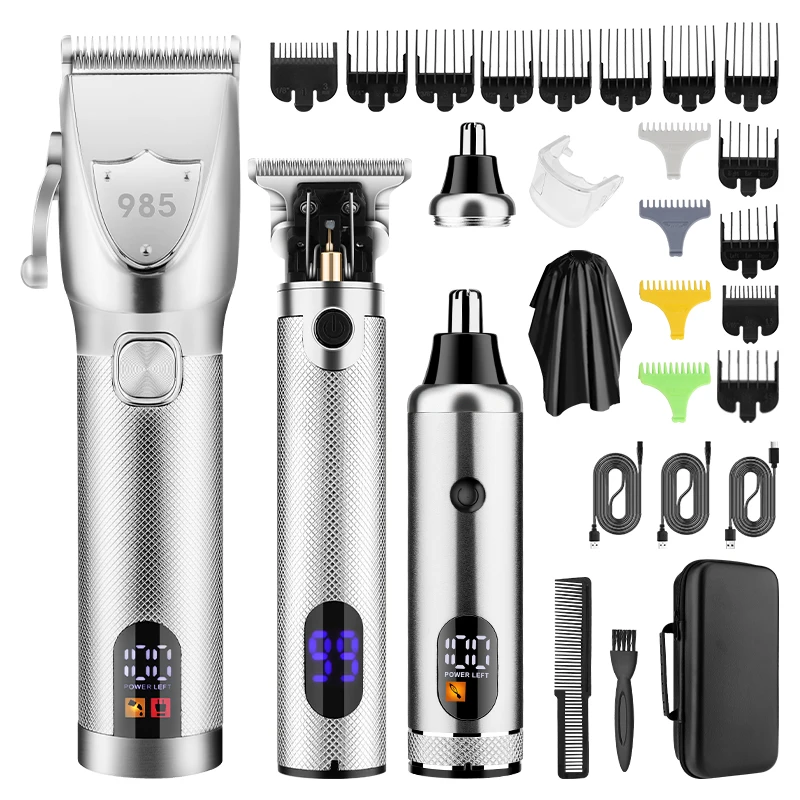 Rrsuxi 985 New Men's High Power Electric Hair Clipper Shaver 3 Sets Professional Hair Trimmer Oil Head Clipper Hair Nose Trimmer