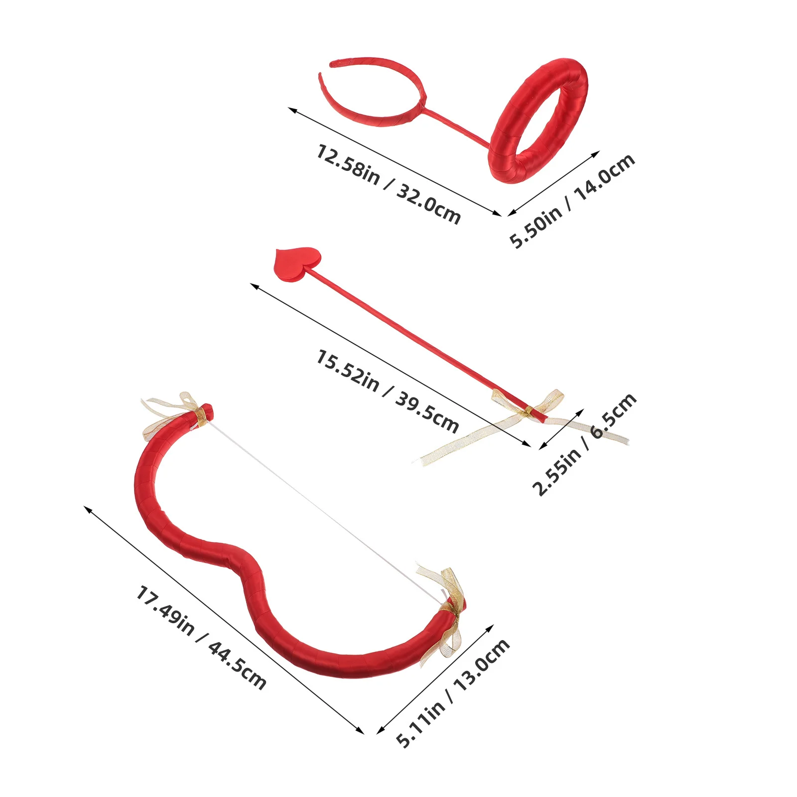1 세트 큐피드 화살 활: 발렌타인 데이 의상 액세서리 여성용 레드 파티 코스프레 사진 소품 장식