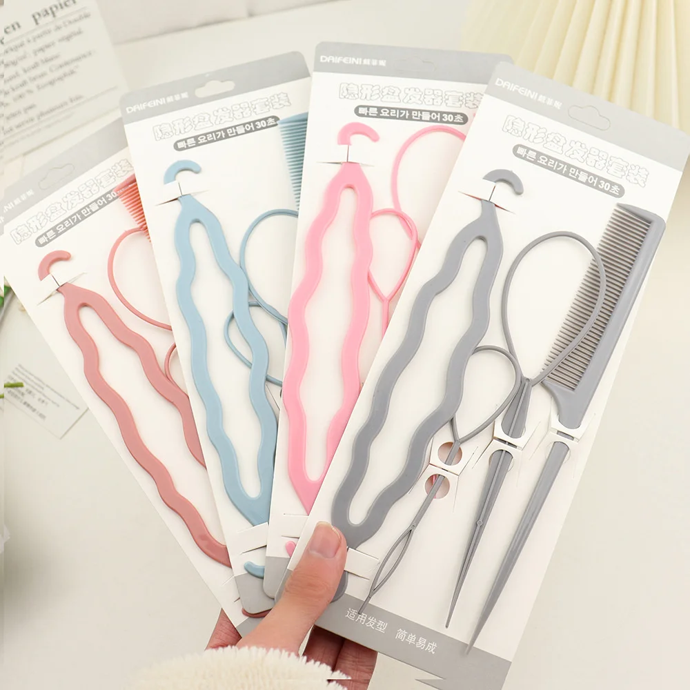 4Pcs strumenti per lo Styling dei capelli magici forcina per capelli fai da te intrecciare gli accessori per intrecciare Twist Bun Barrette fermagli