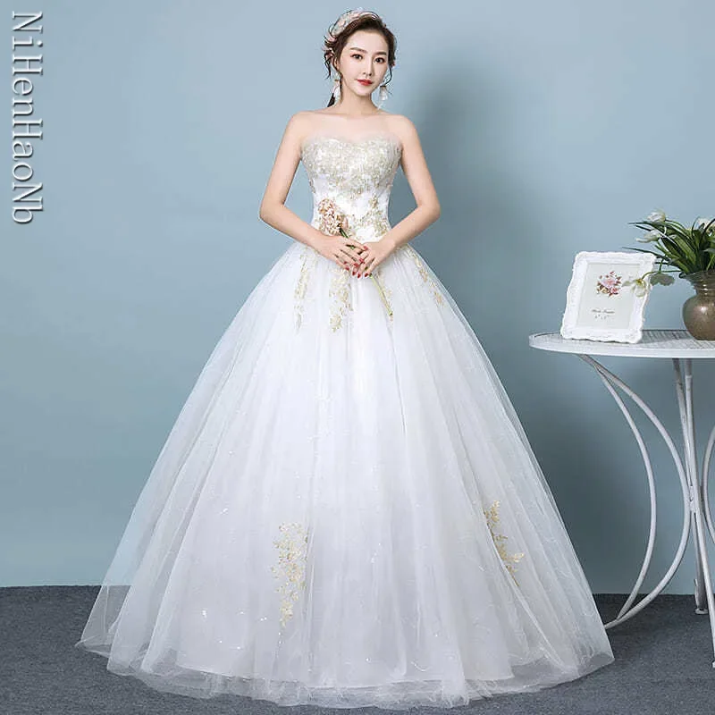 Flower Wedding Dress New Style Bride Plus Size Flower Wedding Dresses Dreamy Sleeveless Bridal Lace Up Dresses Ball Gowns