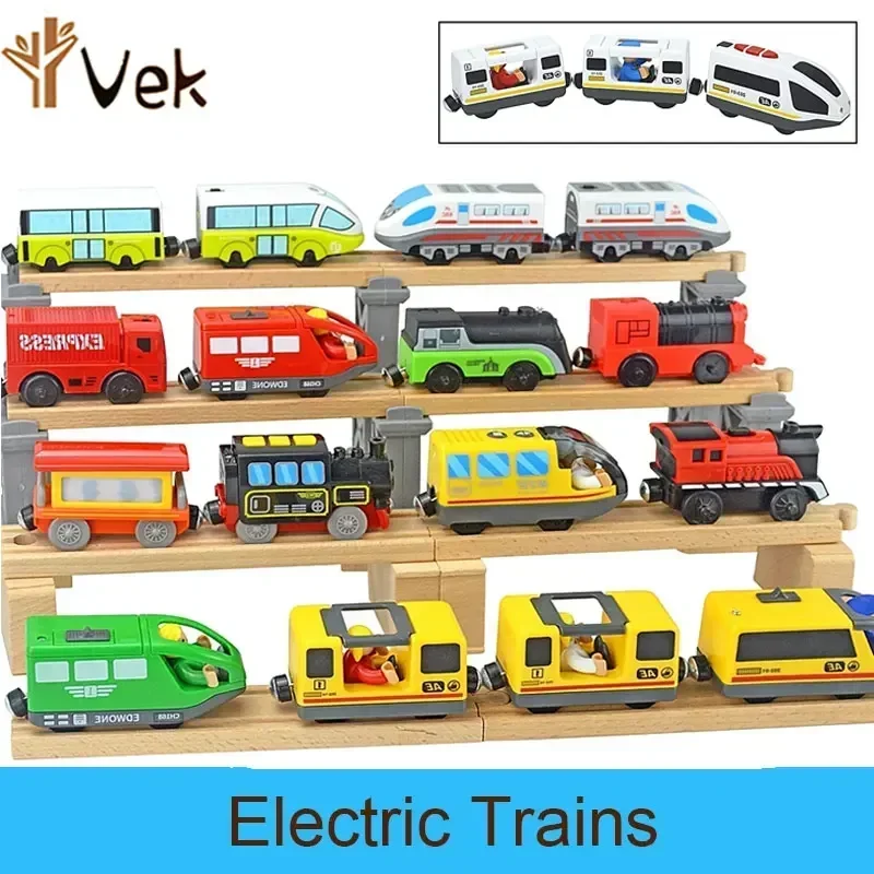 Electric Train Locomotive Magnetic Connected Trains Car Toys Compatible Biro Wooden Tracks Educational Railway Diecast Slot Toys