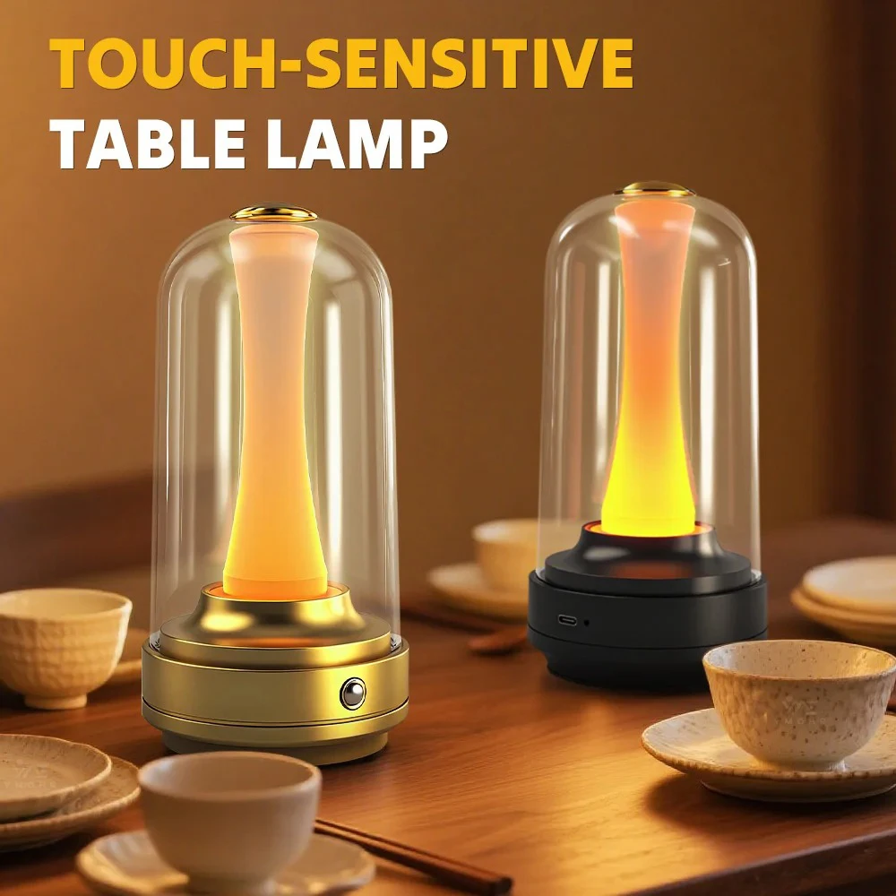 

New LED Candle Room Lamp Rechargeable Touch Waterproof Reading Mood Light For Home Bedside Bar Desk Outdoor Mushroom Lamp