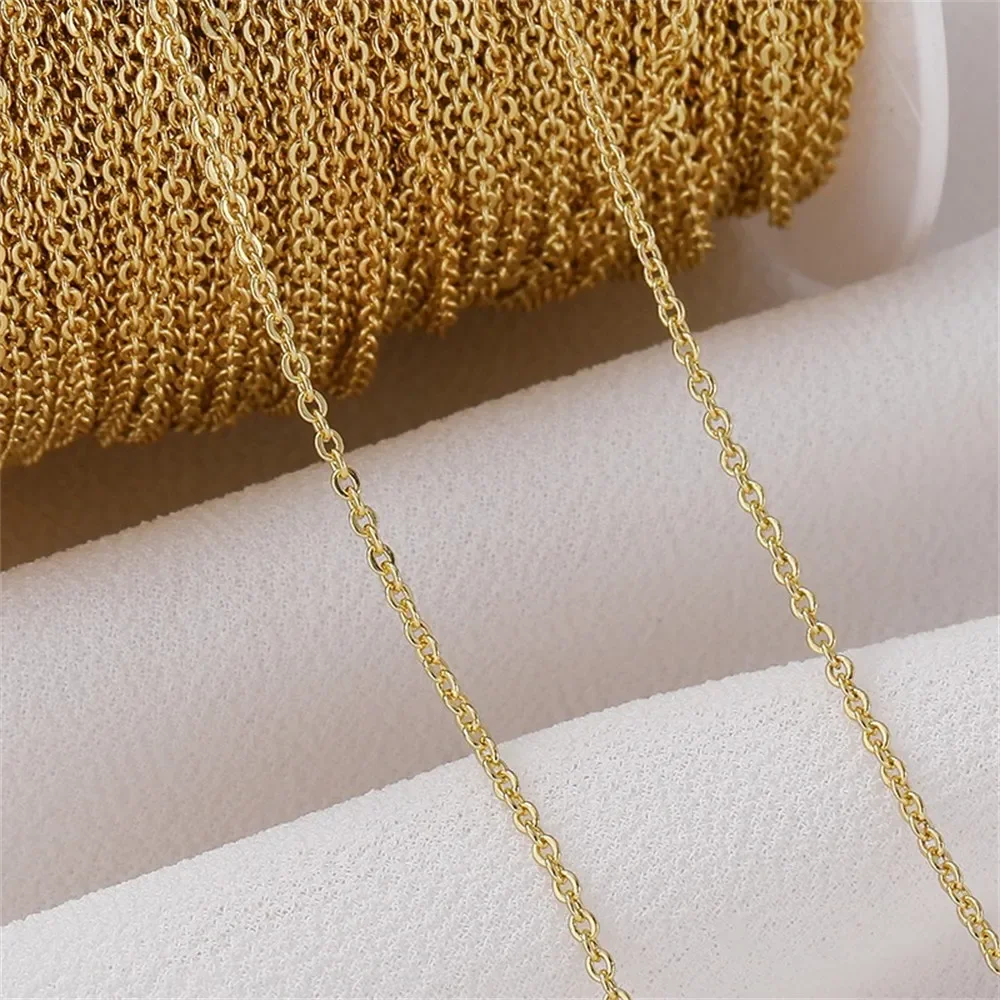 سلسلة تمديد سلسلة على شكل حرف O مسطحة باللون الذهبي عيار 14 قيراط، سوار يدوي الصنع، قلادة، مجوهرات، إكسسوارات المواد L012