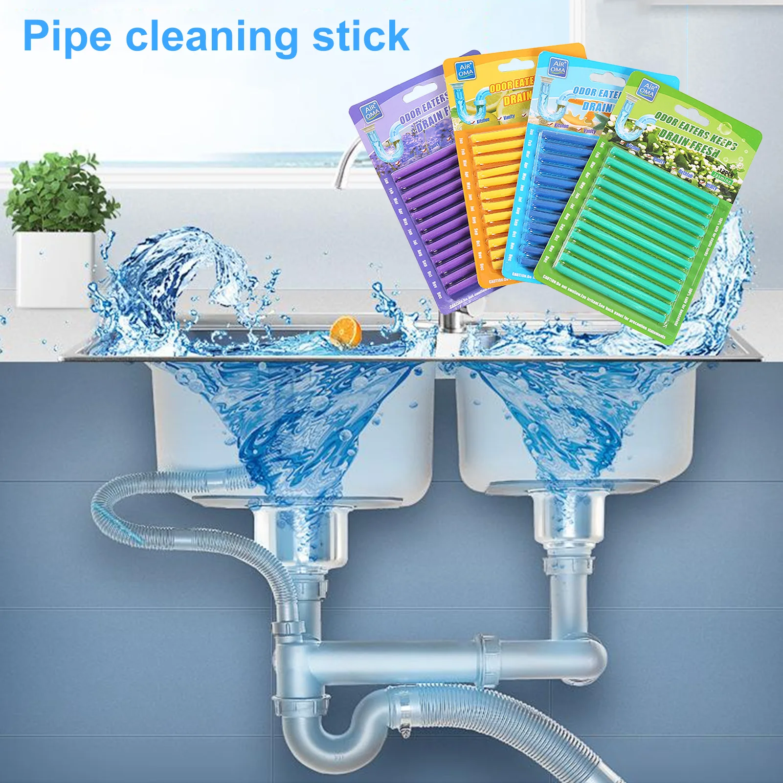 Sewer Pipe Cleaning Sticks Oil Decontamination Kitchen Accessories Toilet Bathtub Drain Cleaner Sewer Cleaning Rod 1PC Random