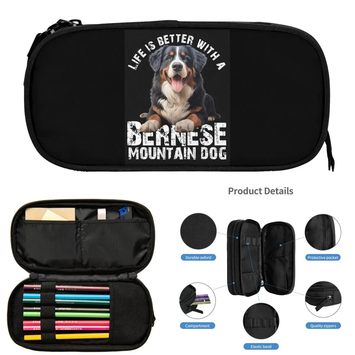 

Бернский горный пенал для собак, школьная коробка для ручек, сумка для карандашей, большая вместительная сумка для карандашей, держатель для ручек