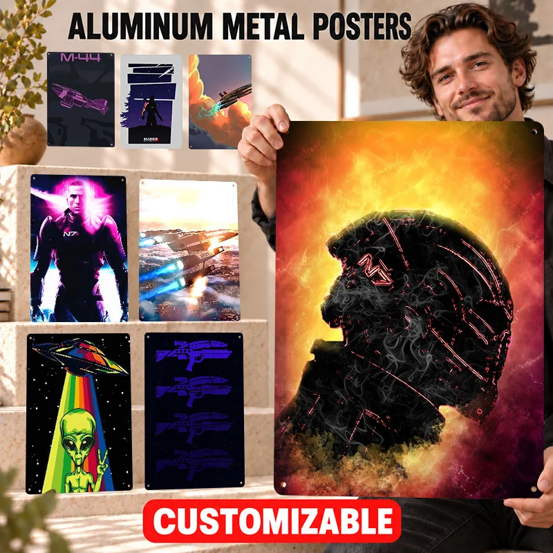 Mass Effect Textured Metal Posters Bold Decorative Graphic Bedroom Wall Art Customized Aluminum Sign Thoughtful Collector Gift