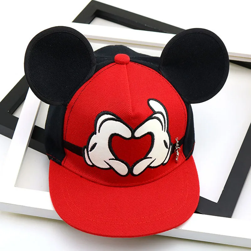 Kawaii Disney Hat Mickey Baseball Cap Adjustable Children's Cosplay Hat Boys Girls Sun Hat Cartoon Hip Hop Hat Fashion