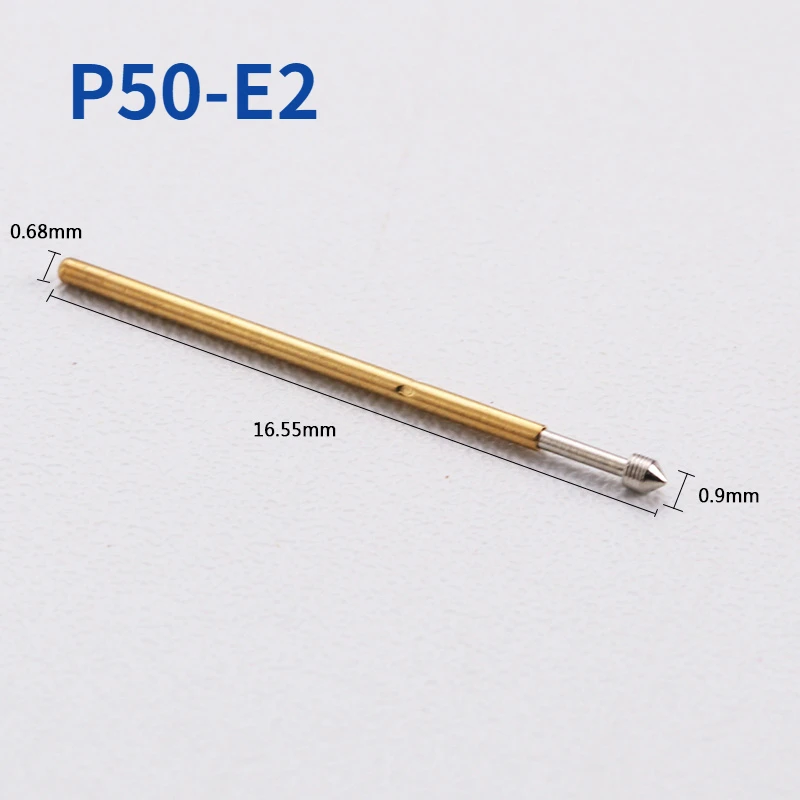 100PCS/bag P50-E2 Conical Head Spring Test Probe Outer Diameter 0.68mm Length 16.55mm PCB Pogo Pin