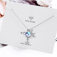 925 Sterling Silver Women  Universe Star Moon Crystal Chain Pendant Necklace For Women Jewelry Accessories Trend 2024