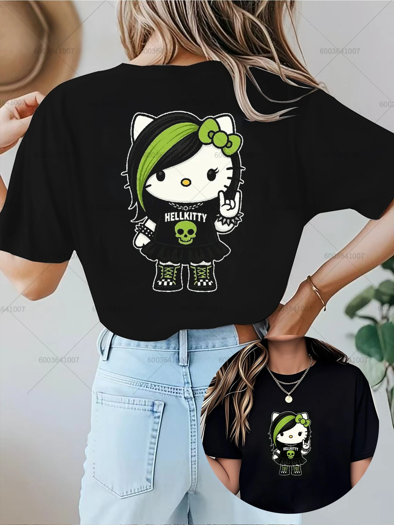 여성 패션 산리오 헬로 키티 티셔츠 커플 남성 코튼 오넥 티셔츠 오버사이즈 캐주얼 선물 여름 반팔 트렌드 스트리트웨어