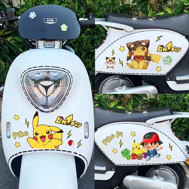 Pokemon Pikachu Cute Cute Electric Motorcycle Motorcycle Helmet Decoration Sticker Scratch Cover Car Sticker Wholesale