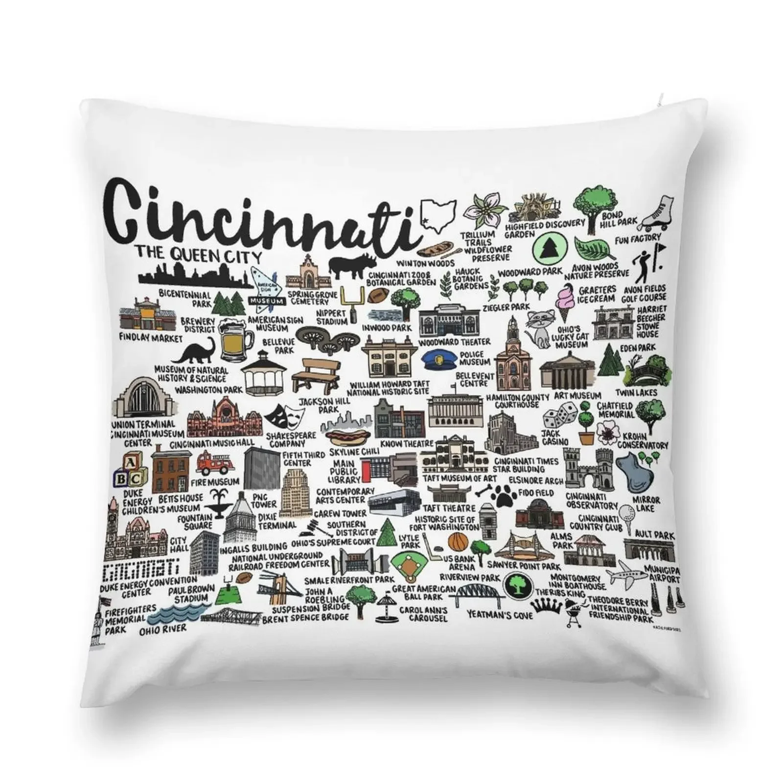 Cincinnati Ohio Map Throw Pillow Luxury Sofa Cushions luxury decor Sofa Cushions pillow