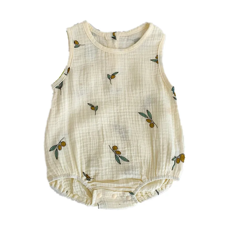 ملابس الاطفال الصيف الفتيات الفتيان الشاش بذلة الوليد القطن رومبير ملابس الرضع 0-24 أشهر