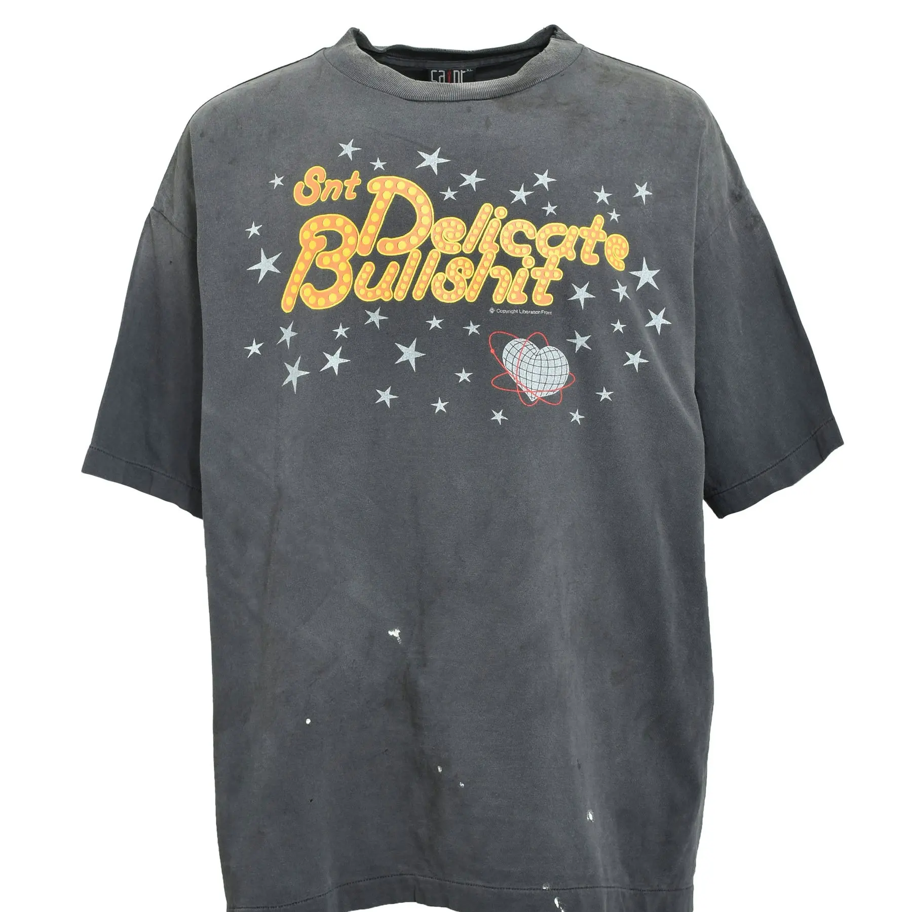 

Saint Michael New Fashion Star neon light pure cotton Wash and age short-sleeved couple style