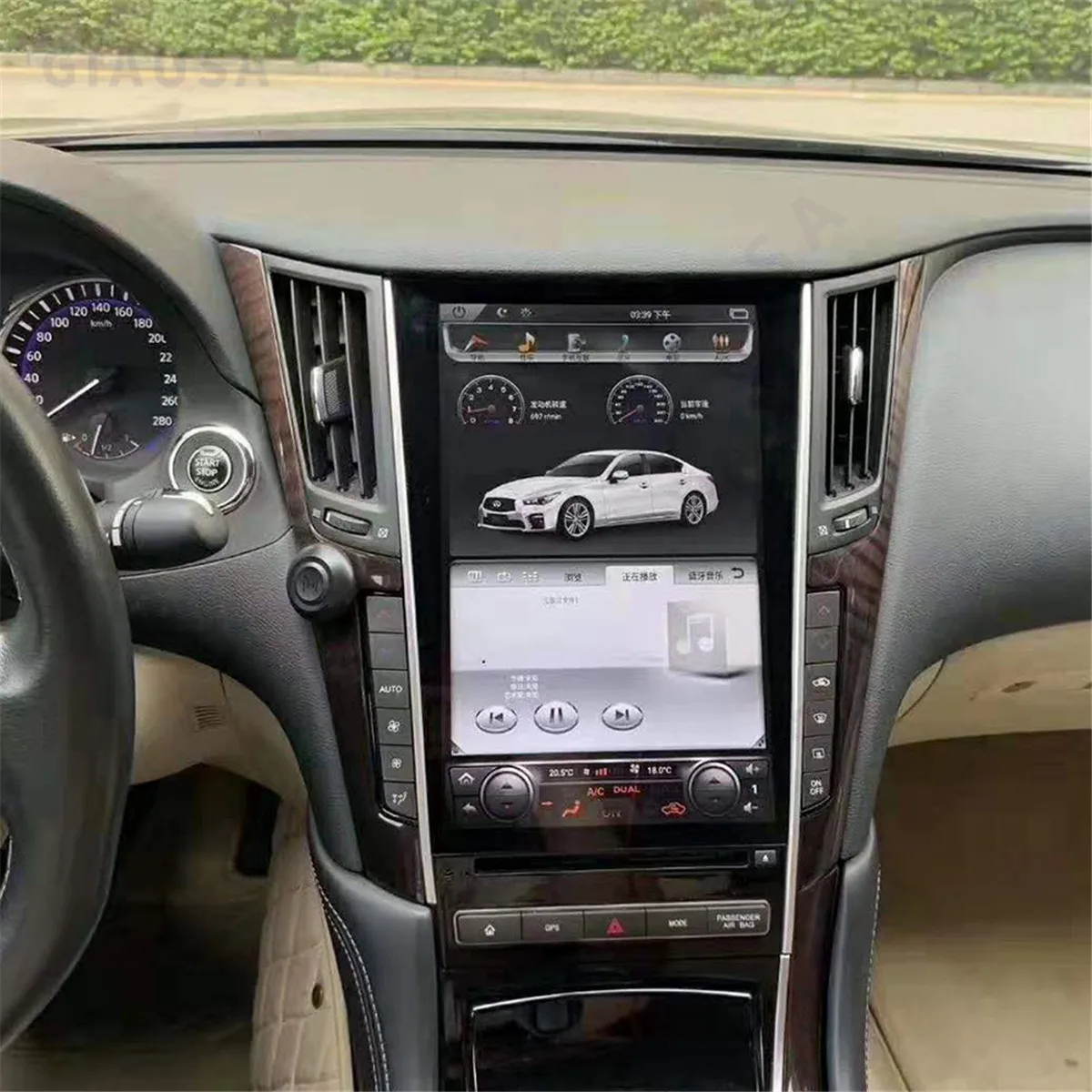 

Автомобильный радиоприемник на Android 13,6 для Infiniti Q50, Q50S, Q60, Q60S, 2014-2019 Tesla Style Carplay Navigator сохраняет Оригинальные параметры Φ GPS