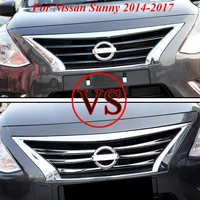 Para Nissan Sunny N17 Versa 2014-2017 rejilla de malla delantera de coche cubierta de parachoques embellecedor pegatina de rejilla 6 unids/set ABS accesorios cromados