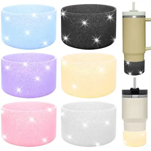 Copo da luva inferior da bota do silicone do brilho para stanley 12-24oz bling garrafa de água capa inferior tumbler protetor pára-choques