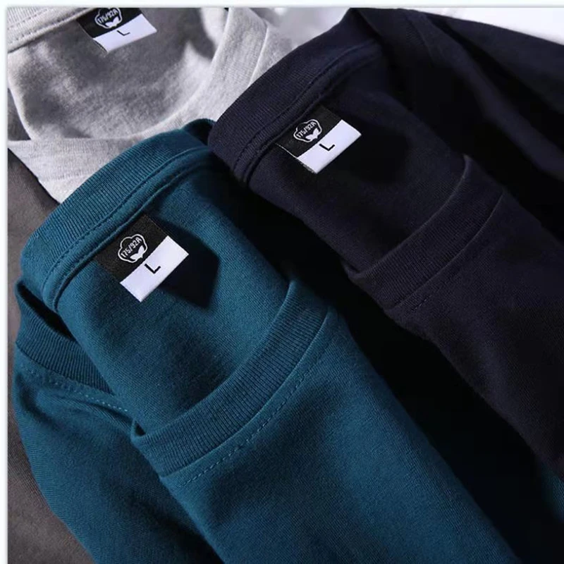 MRMT 2024 Brand Mens T-Shirt 180g Pure Cotton Solid Color Long-Sleeve Men T Shirt Loose O-Neck Bottoming Man T-shirts Tops Tees