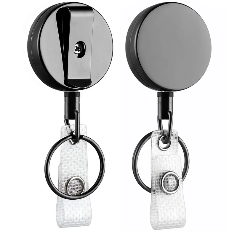 Heavy Duty Retractable Badge Holder Reel Keychain,Will Well Metal ID Badge Holder with Belt Clip Key Ring for Name Card Keychain