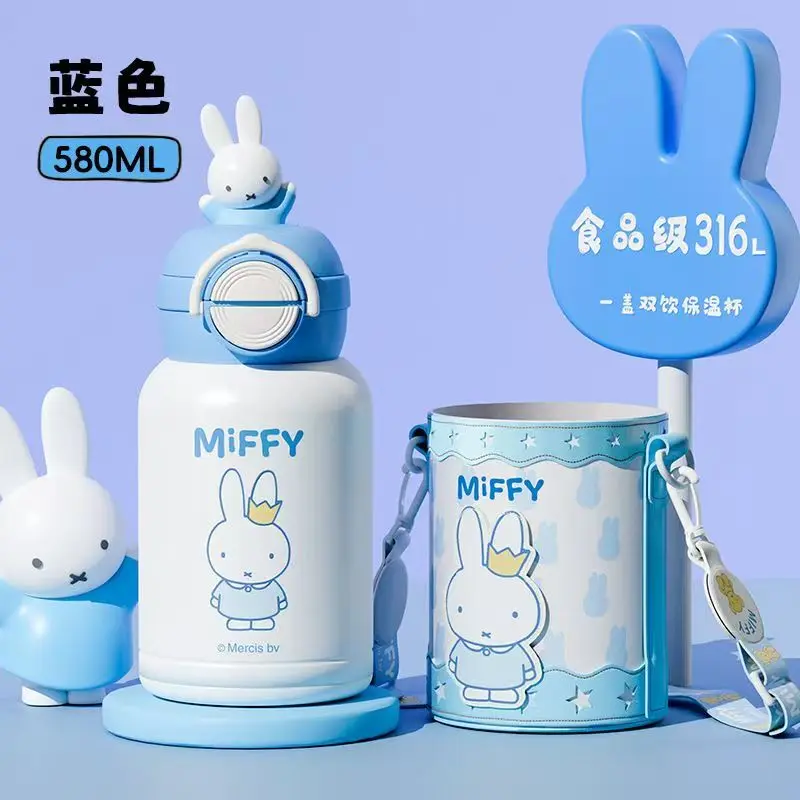 

Милая новая изолированная охлаждающая двойная чашка Miffy 580 мл Kawaii с героями мультфильмов, большая емкость, портативная школьная чашка для питья