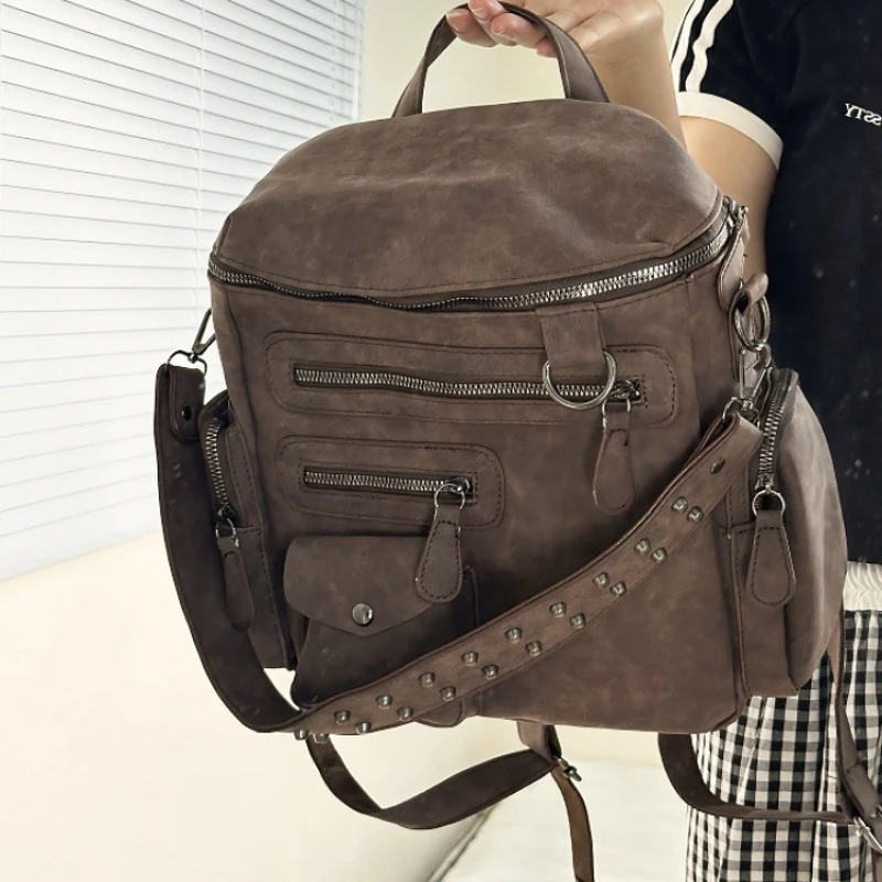 Large Capacity Fashionable Children Backpacks for Boy Versatile Multi Pocket Retro Backpack Women Travel Bag Class Bags for Girl