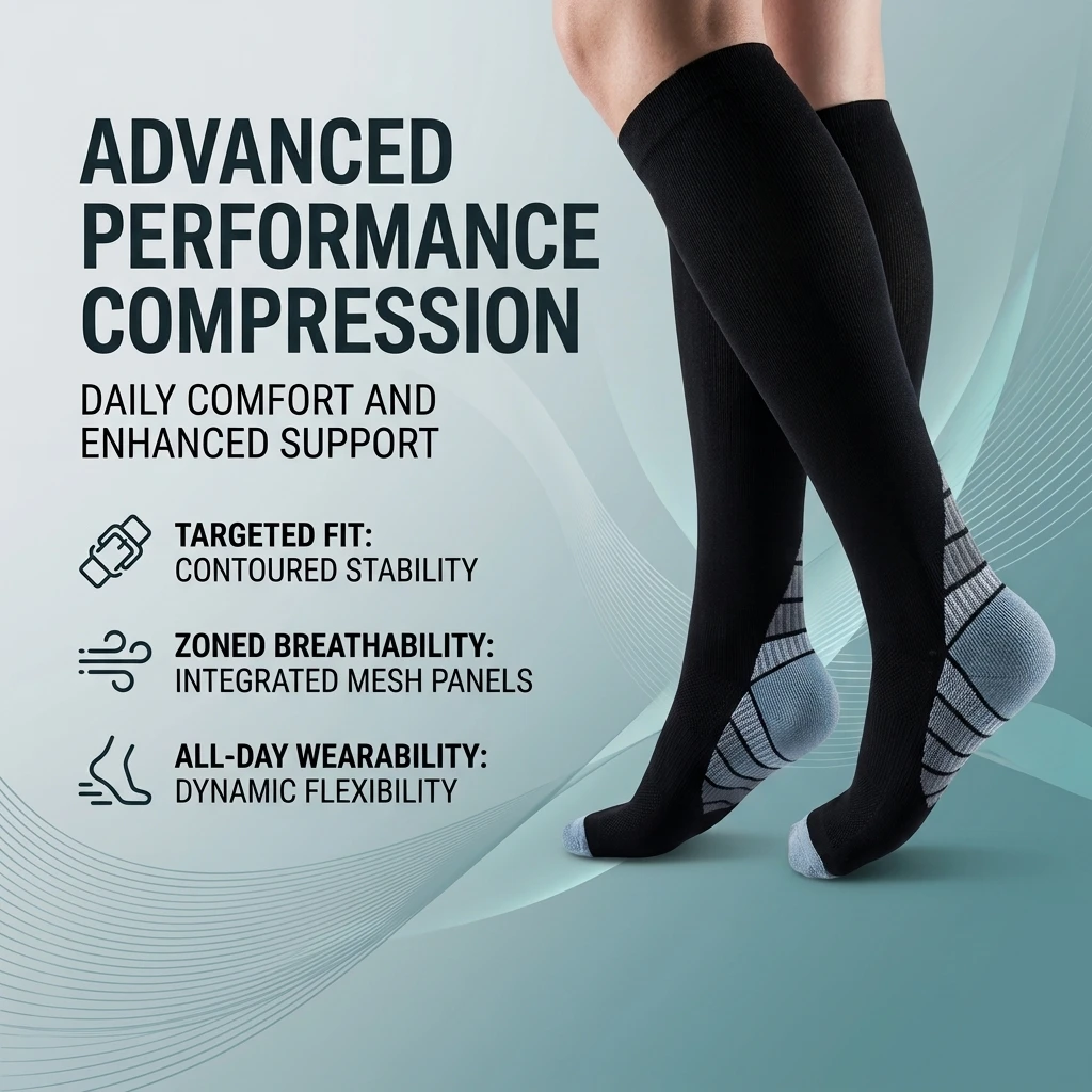 Unisex Copper Compression Socks 1 Pair Anti-Fatigue Support for Men And Women view 3