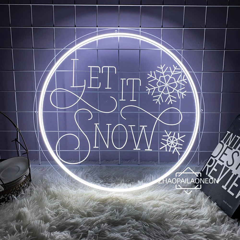 Let It Snow letreros de neón grabados en 3D, luces Led de decoración navideña para habitación, dormitorio, decoración del hogar, fiesta de año nuevo