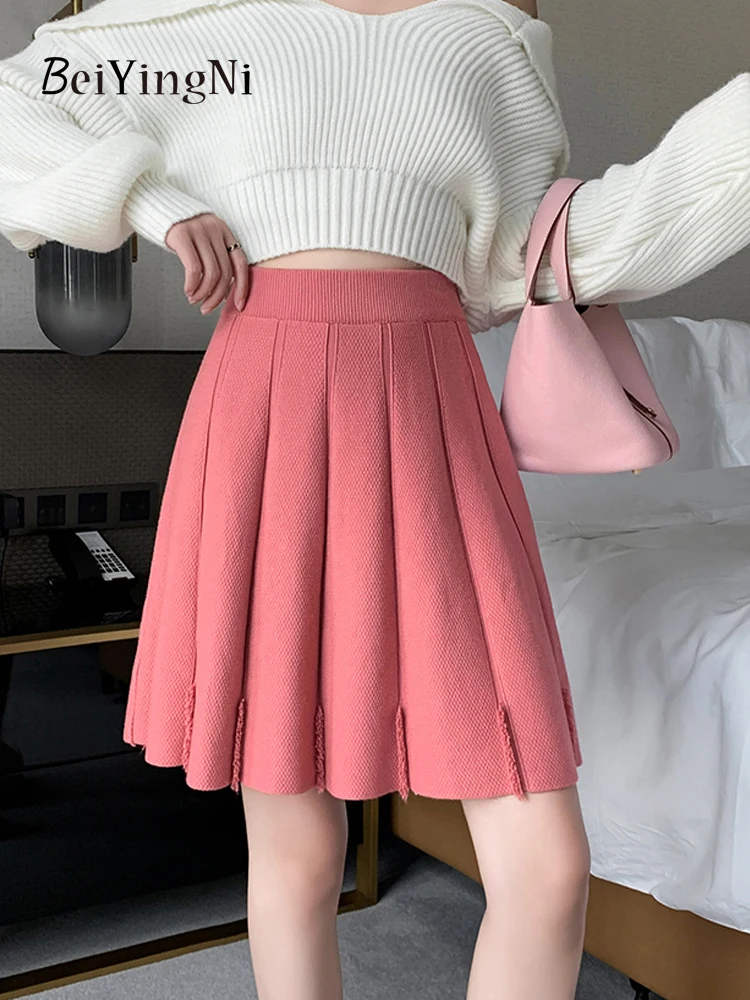 

Beiyingni Women Black Mini Pleated Skirts 2024 Autumn Winter Korean Fashion Short Pleated Skirt Girls Solid Color Chic Jupes