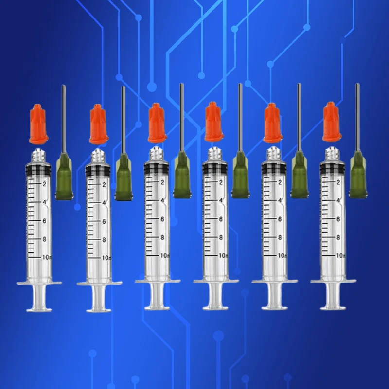 

‌ 5 комплектов дозирующих игл 14G + 5 шт., набор шприцев 10 куб.см | 1-дюймовые насадки для промышленного жидкого клея для силикона/смолы (герметичная конструкция) ‌