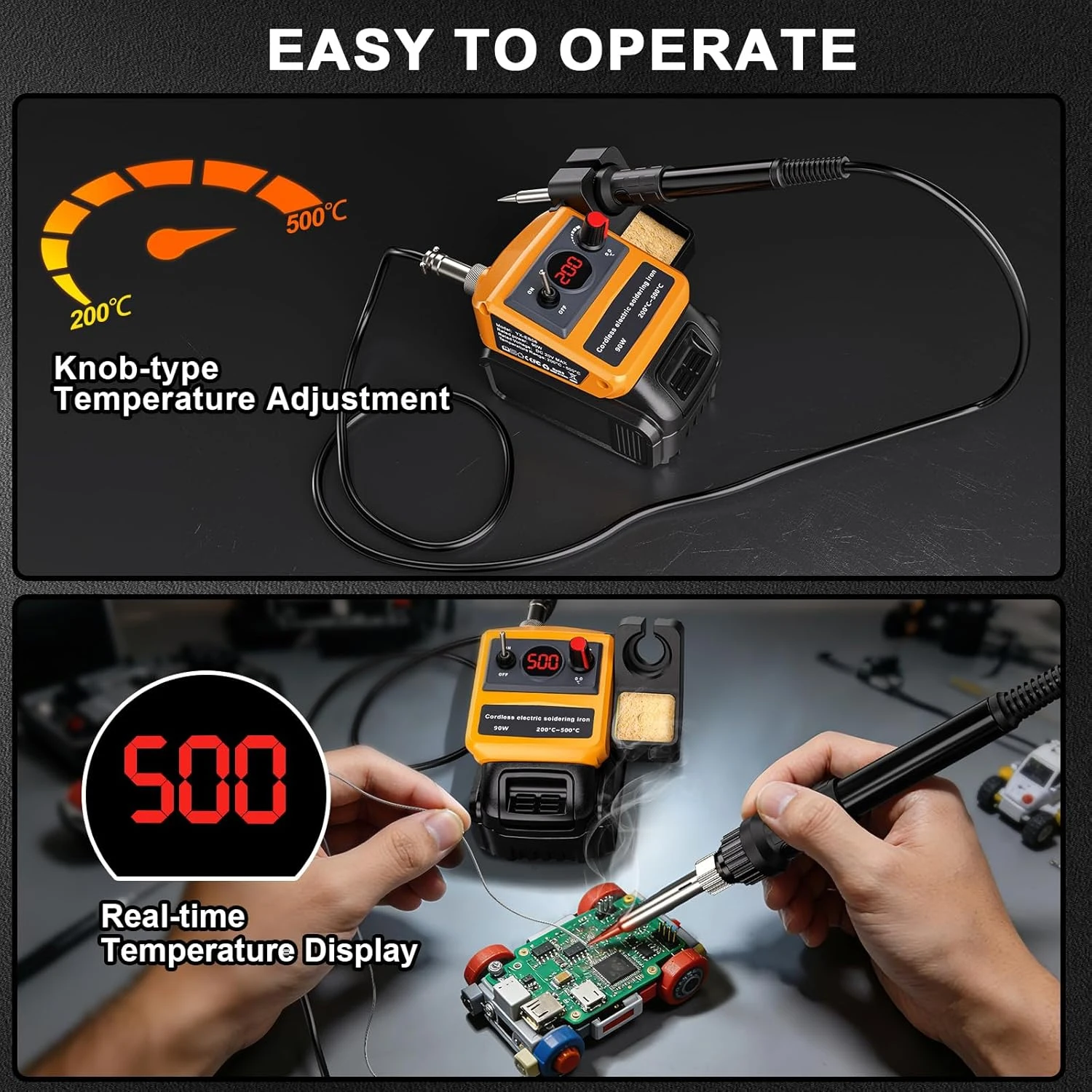 NEW Cordless Soldering Iron for Dewalt 20V Battery, 90W Soldering Station Kit with 5 Tips,DIY Soldering. (Tool Only) view 5