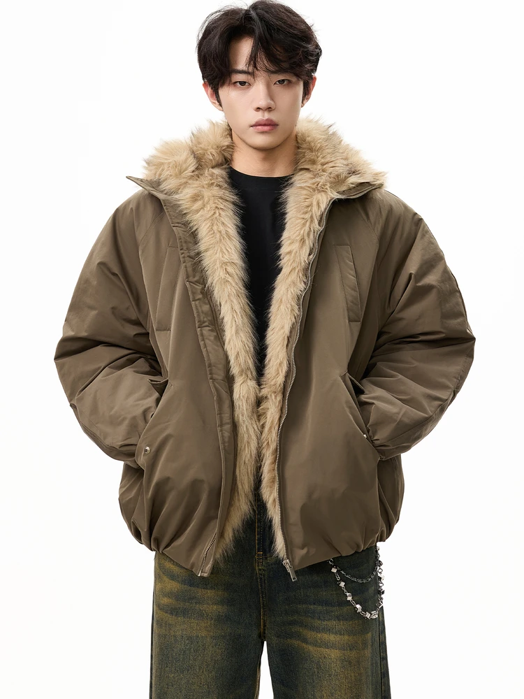 

American Sle Thiened Cotton Jaet Men's Winter Casual Loose All-Match Couple Warm Cotton Clothes Stand Collar Zipper