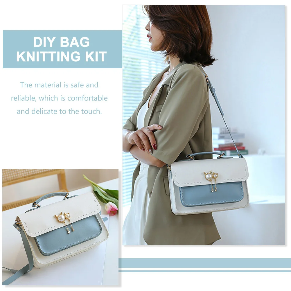 

1Set DIY PU Bag Material Knitting Kit Handmade Large Capacity Shoulder Bag Craft Supplies Gift Kit for Women