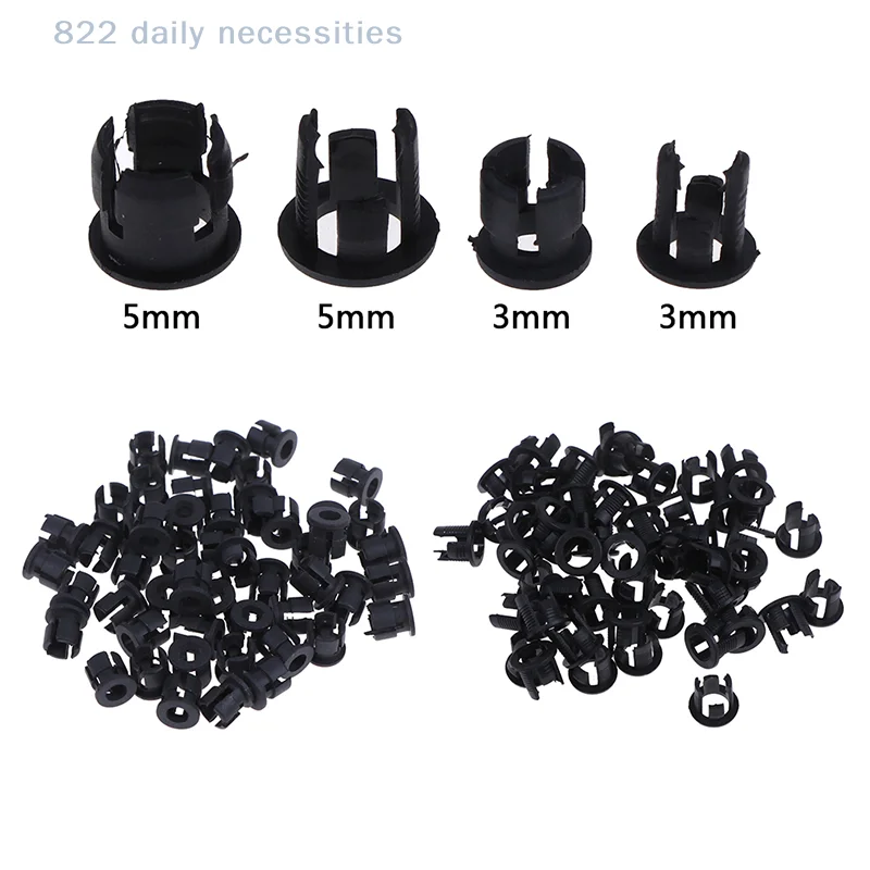50Pcs 3mm/5mm Plastic LED Holders Clips-Bezels Mounts Cases Housings Black 50 pieces of light buckle accessories for sale