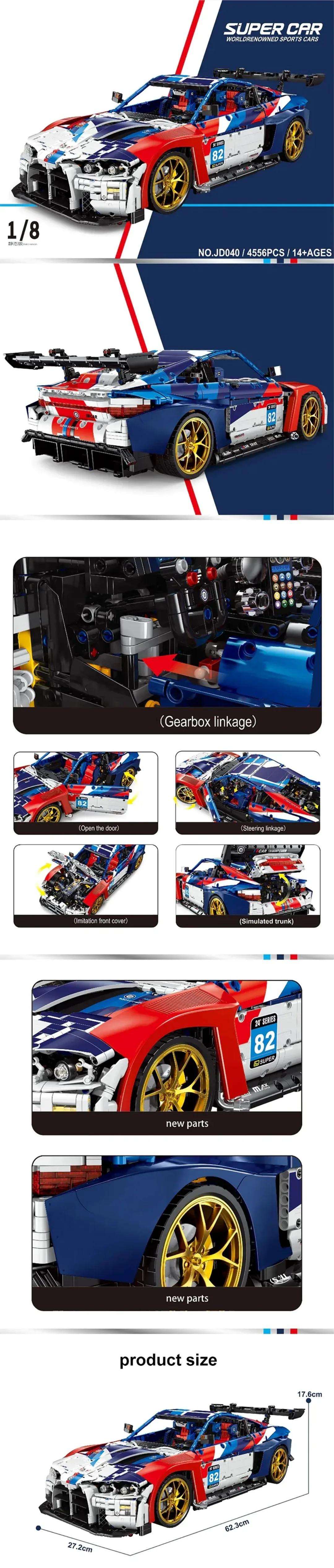 M4 Leistungsstarker Supersportwagen Baukasten MOC JD040 ﻿ Technisches High-Tech-Sportrennwagen-Modell Bausteine Sammelbares Kreatives Spielzeug Erwachsenengeschenke 4556 Teile – Detail 9