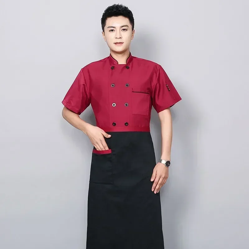 

Hotel and Kitchen Restaurant Breathable Short Sleeve Chef Uniform for Men in Solid Color for Restaurant