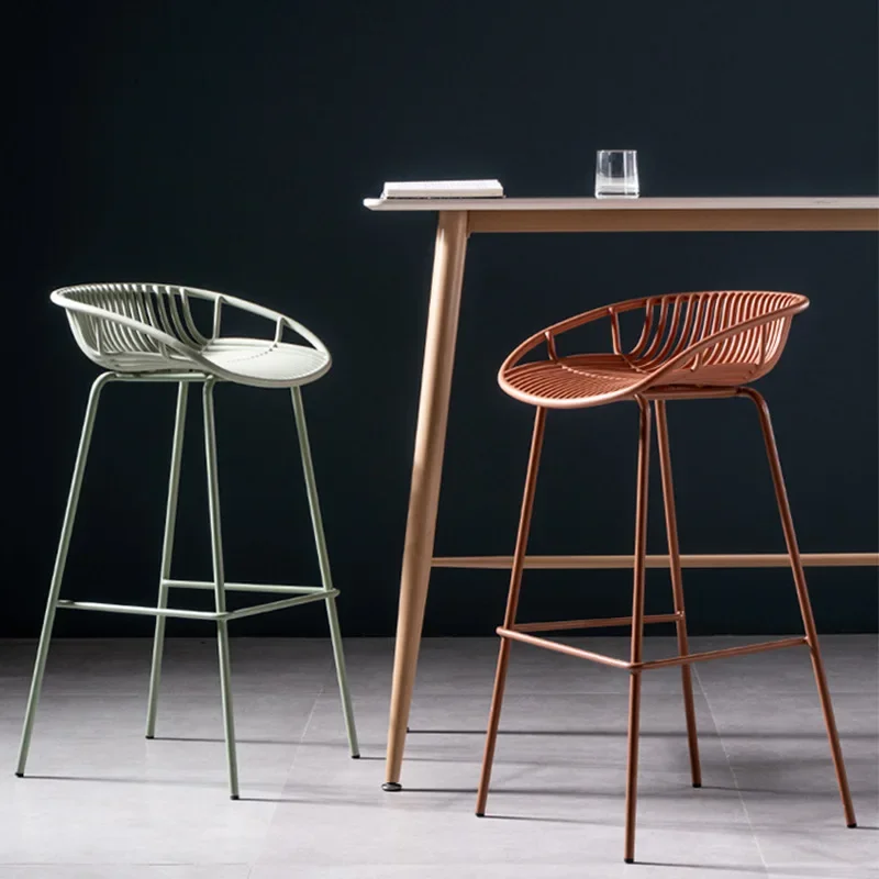 sedia nordica impermeabile da bar in plastica metallo moderno rattan giardino cucina sedia da bar di design bar industriale tabureleri sgabello alto