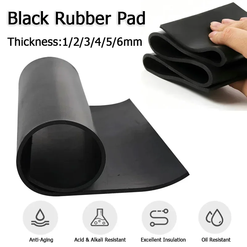 Black Rubber Pad Wear-Resistant Anti-Slip Insulation Pad Buffer Shock Absorbing Plate Industrial Rubber Leather Thickness1~6mm