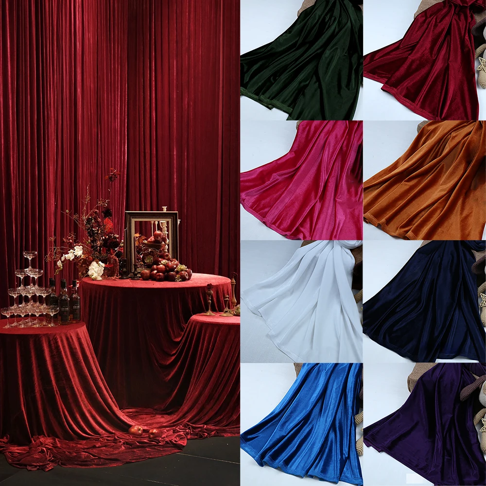 أحمر أسود أزرق أخضر مطاطا بريق المخملية فستان مجموعة الستائر حفل زفاف ديكور خلفية القماش عيد الميلاد المواد #1