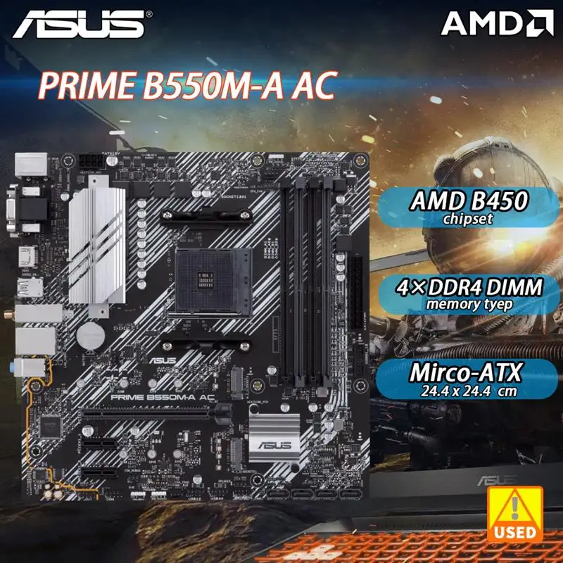 Go! B550M Motherboard AM4 For Ryzen ASUS PRIME B550M-A AC adopts AMD B550 chip DDR4 128GB Socket AM4 PCI-E 4.0 M.2 Micro ATX