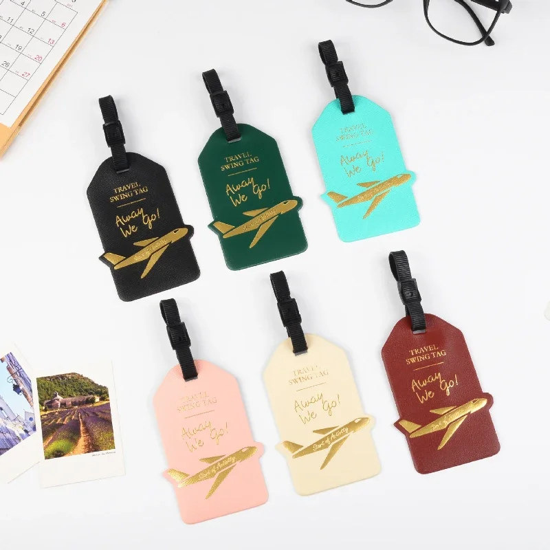 1pc Travel Business Trip Leather Luggage Tag Men Women Suitcase Tag Checked Business Card Card Bag Pendant Boarding Pass