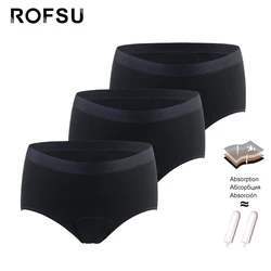 3 Pcs Menstrual Briefs For Women Period Cycle Underwear Viscose Bamboo Cotton Panties 4-Layer Absorbent Leakproof Lady Lingerie