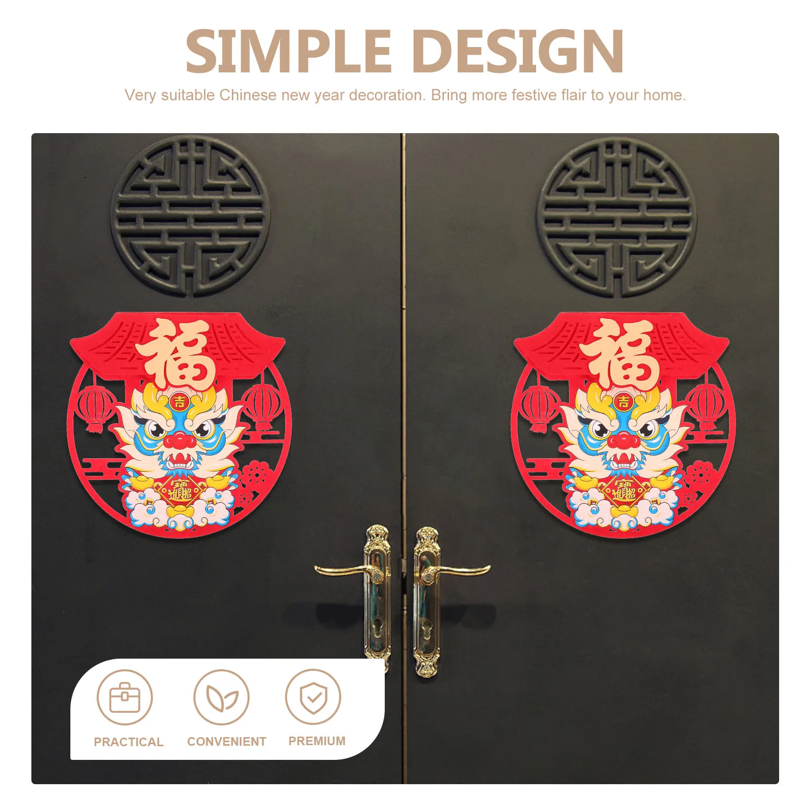 

2pcs Fu Door Stickers Spring Festival Decor Chinese New Fu Character Window Decals Year Decals Home Party Supplies