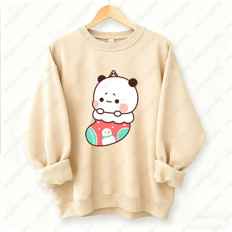 Divertente Bubu Dudu Felpa natalizia Orso Kawaii Coppia Vacanza Maglione Uomo Donna Moda Y2k Streetwear Vestiti per gli amanti di Natale