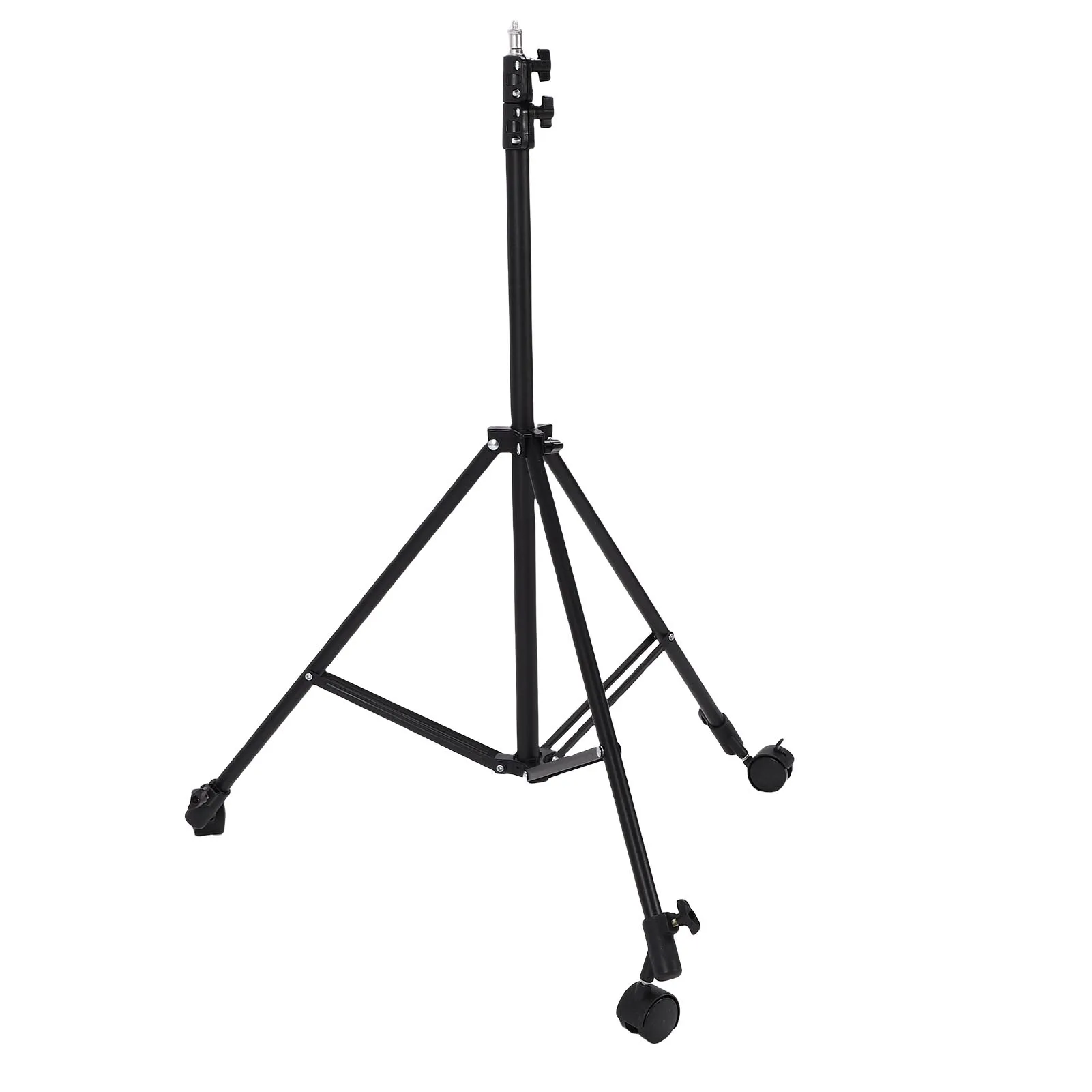 Photography Light Tripod Foldable Nylon Metal Practical Photography Light Stand with  Brake Wheels for Video Recording