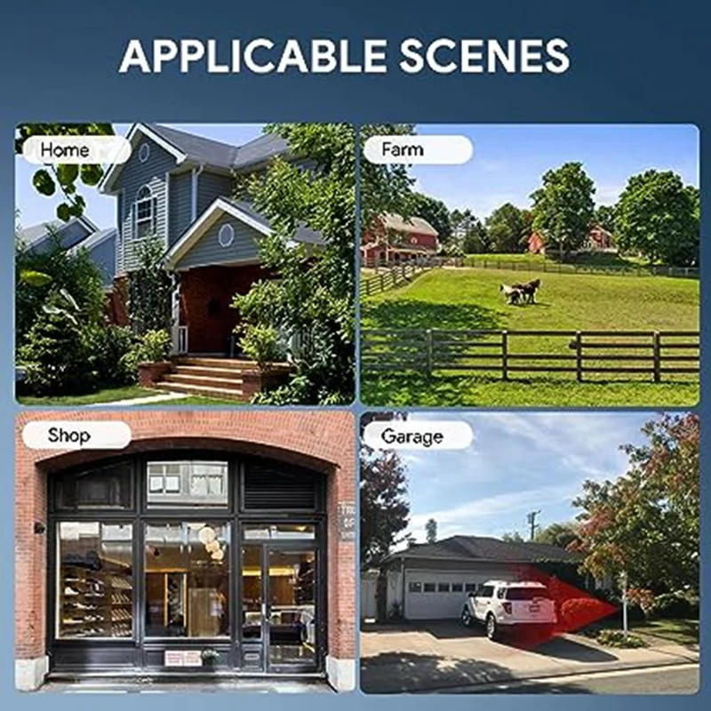 Сигнализация на подъездной дороге на солнечной энергии. Инфракрасное обнаружение. Беспроводной дверной звонок. 4-сторонний индукционный отображение. Дверной звонок. Черный, белый и серый (вилка европейского стандарта).