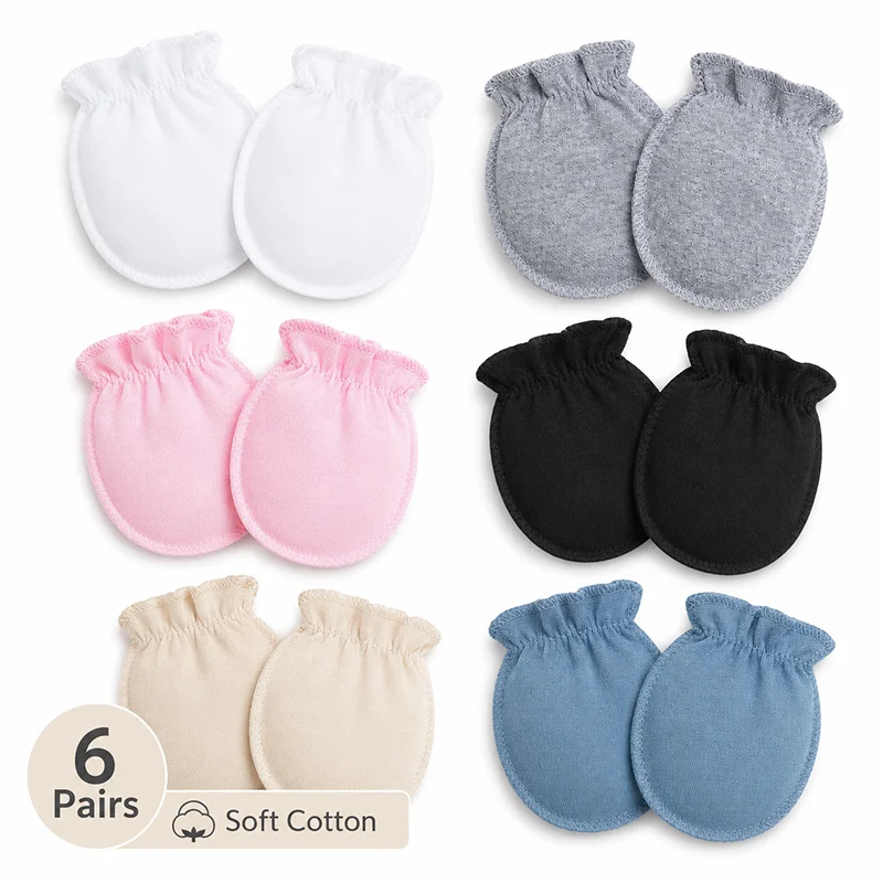 6 Paar Neugeborenen-Handschuhe gegen Kratzer aus Weicher, Atmungsaktiver Baumwolle für 0-3 Monate alte Jungen und Mädchen, Zubehör-Geschenkset – Detail 3