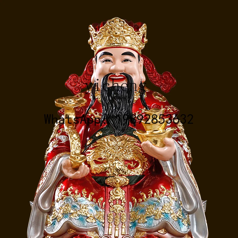 pure copper God of Wealth ornament, home worship God of Wealth store office lucky text God of Wealth Buddha statue