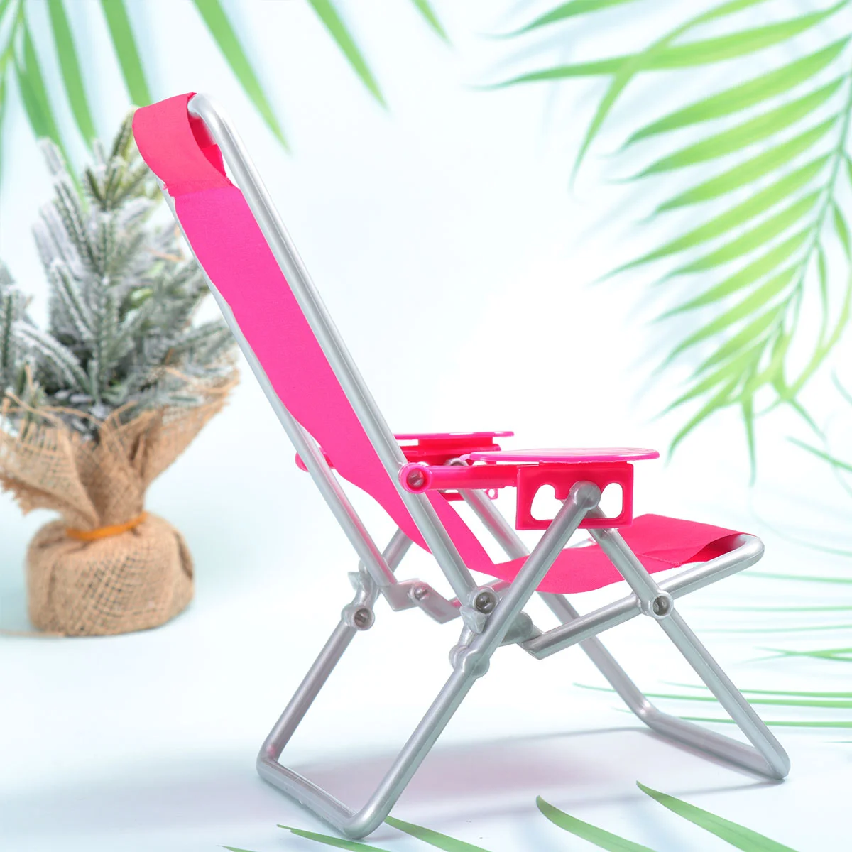 2pcs Lounge Chair Tiny Little Folding Sunbath Chair Miniatura Outdoor Coastal Lounge Modelo Photo Prop para Crianças Crianças